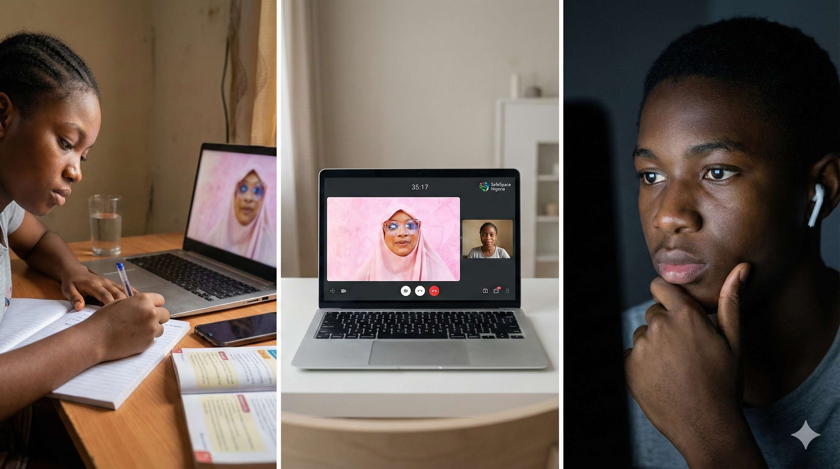 Close-up of teen engaged in virtual counseling